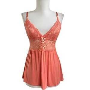 Daisy Fuentes Y2K Babydoll Tank Top S Lace up Festival Fairy Grunge Whimisgoth